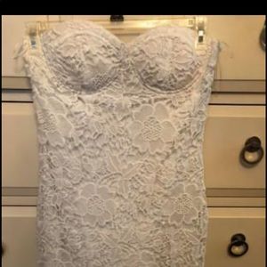 Misguided white strapless dress - size 12